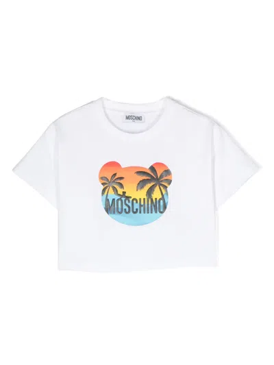 Moschino Kids' Logo-print T-shirt In White