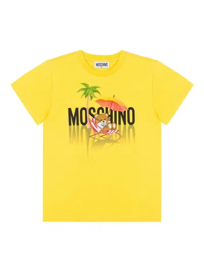 Moschino Kids' Logo-print T-shirt In Yellow