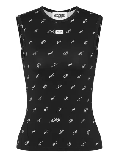 Moschino Logo-print Tank Top In Black