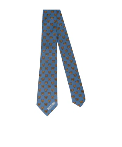 Moschino Logo Print Tie In Blue