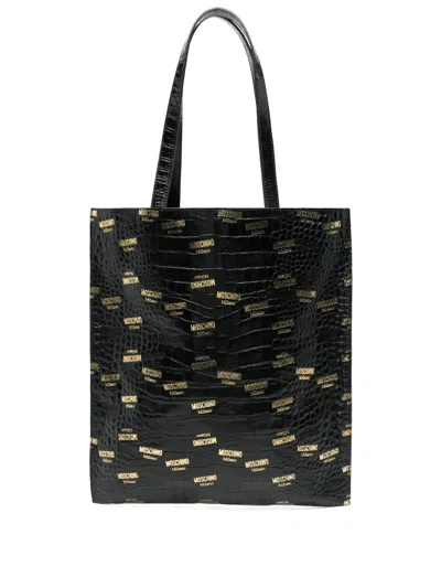 Moschino Logo-print Tote Bag In Black