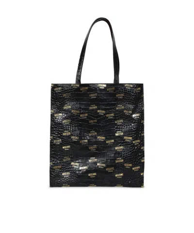Moschino Logo-print Tote Bag In Black