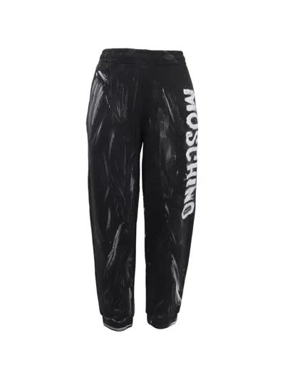 Pre-owned Moschino Logo-print Track Pants In Black
