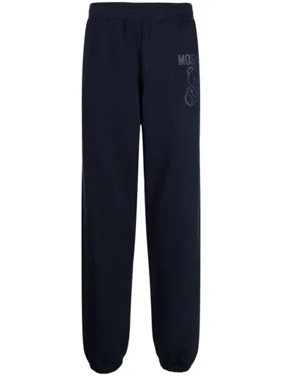 Moschino Logo-print Detail Trousers In Blue