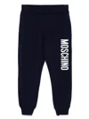 Moschino Black Track Pants And Contrasting Maxi Logo In Stretch Cotton Boy In Blue