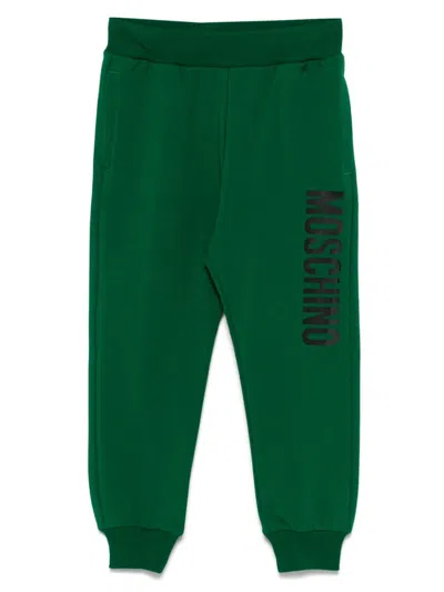 Moschino Kids' Logo-print Track Pants In Green