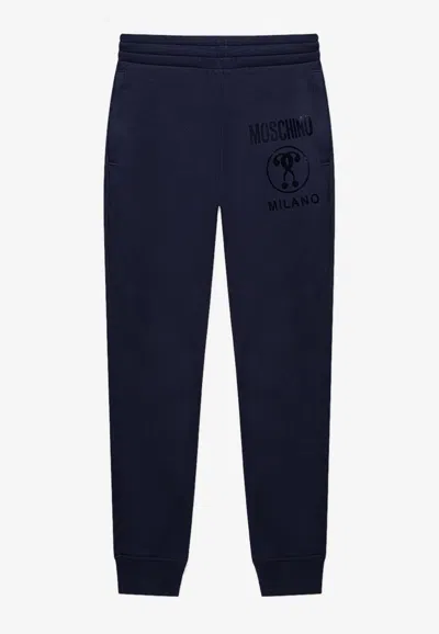 Moschino Logo Print Track Pants In Navy