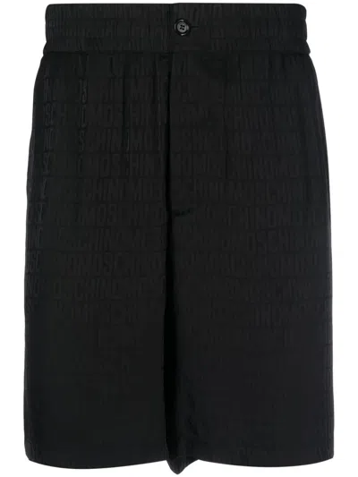 Moschino Black All-over Logo Print Shorts