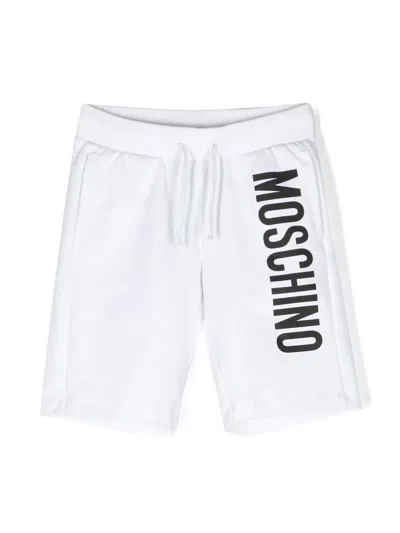 Moschino Kids' Logo-print Track Shorts In White