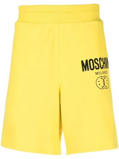 Moschino Logo-print Track Shorts In Yellow