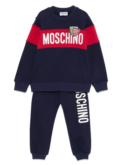 Moschino Kids' Logo-print Track Suit In Blue