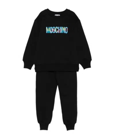Moschino Kids' Logo-print Tracksuit In Black