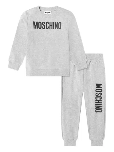 Moschino Kids' Logo-print Tracksuit In Gray