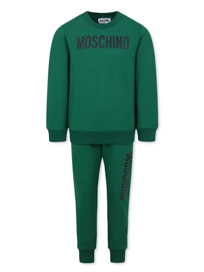 Moschino Kids' Logo-print Tracksuit In Green