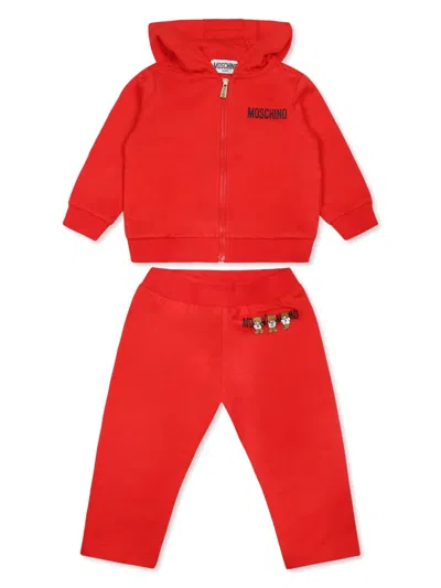 Moschino Babies' Logo-print Tracksuit In Red