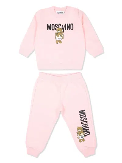 Moschino Babies' Logo-print Tracksuit Set In Pink