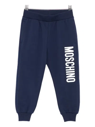 Moschino Kids' Logo-print Trousers In Blue