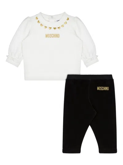 Moschino Babies' Logo-print Trousers In White