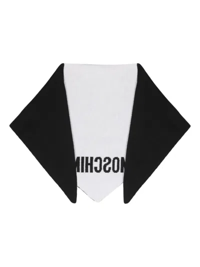 Moschino Logo-print Two-tone Scarf In Schwarz