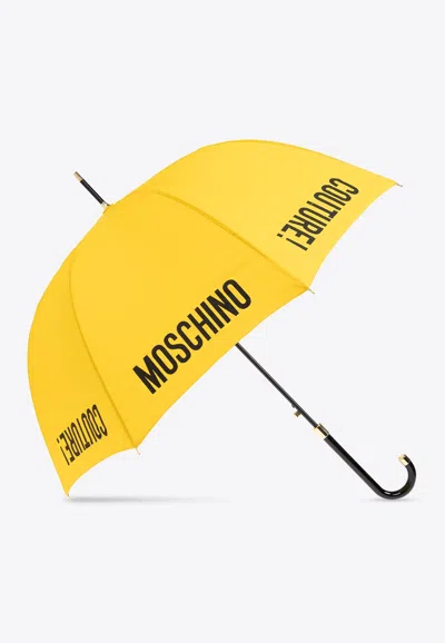 Moschino Logo-print Umbrella In Yellow
