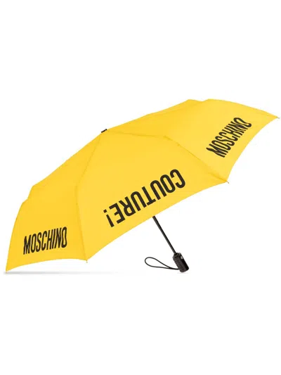 Moschino Logo-print Umbrella In Yellow