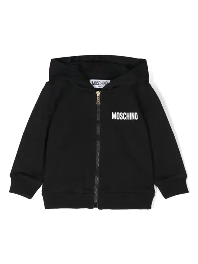 Moschino Babies' Kapuzenjacke Mit Logo-print In Schwarz
