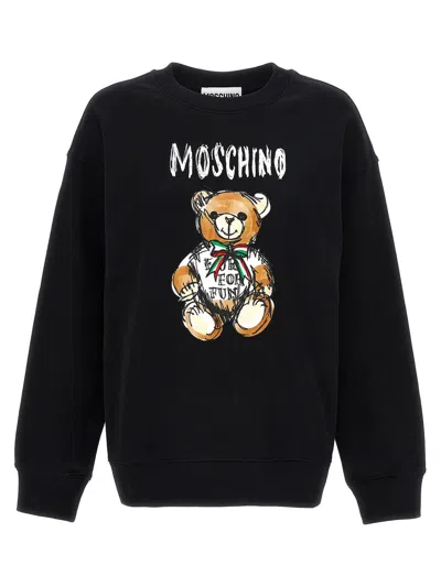 Moschino Logo Printed Crewneck Sweatshirt In Black