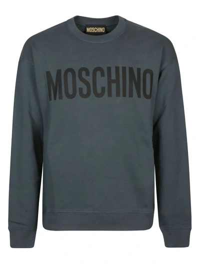 Moschino Logo Printed Crewneck Sweatshirt In Verde