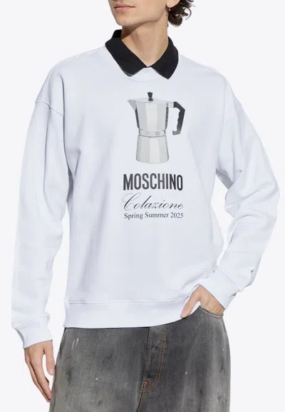 Moschino Logo-printed Crewneck Sweatshirt In White