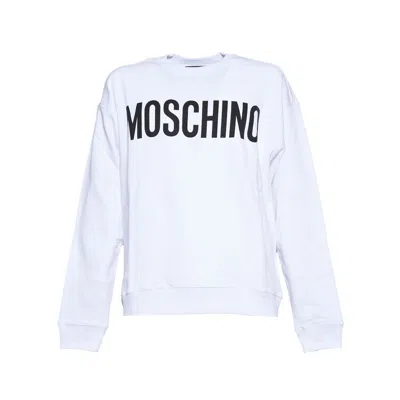 Moschino Logo Printed Crewneck Sweatshirt In Bianco