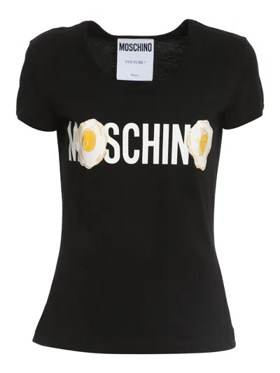 Moschino Logo Printed Crewneck T-shirt In Black