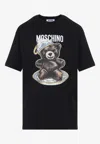 Moschino Black Cotton T-shirt With Playful Bear Graphic