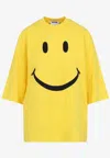 Moschino Smiley Face Graphic T-shirt In Bright Yellow Cotton In Yellow