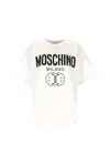 Moschino Logo Printed Crewneck T-shirt In Bianco