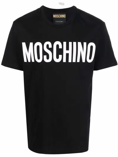 Moschino Logo Printed Crewneck T-shirt In Black