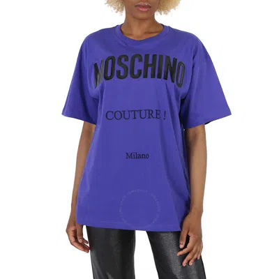 Moschino Logo-printed Crewneck T-shirt In Purple