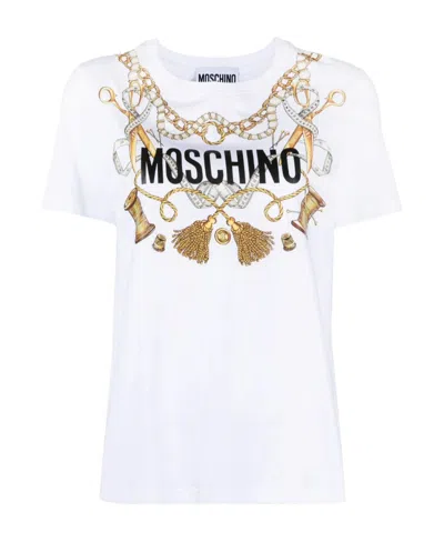 Moschino Logo Printed Crewneck T-shirt In White