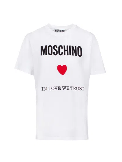 Moschino Logo Printed Crewneck T-shirt In White