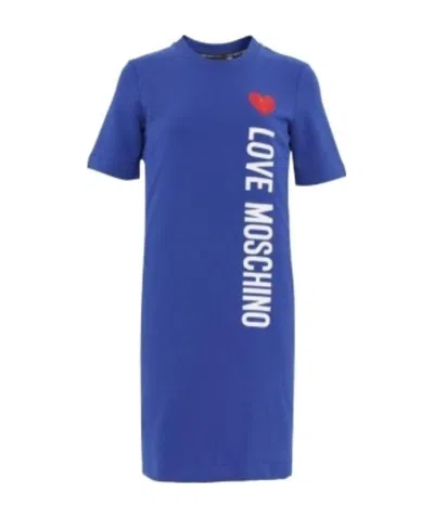 Moschino Logo Printed Dress In Blue