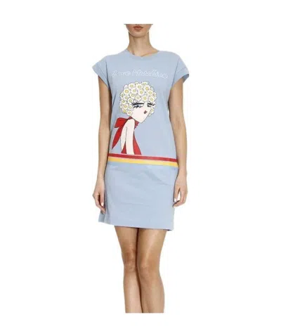 Moschino Logo Printed Dress In Blue