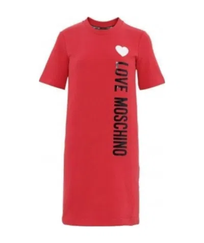 Moschino Logo Printed Dress In Red