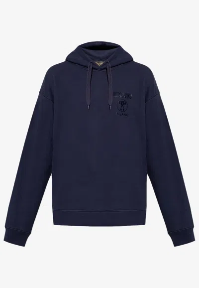 Moschino Logo-printed Hooded Sweatshirt In Navy