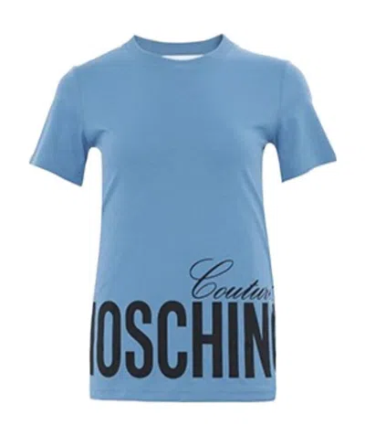 Moschino Logo Printed Pattern T-shirt In Blue