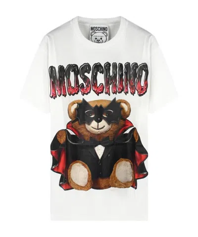 Moschino Logo Printed Pattern T-shirt In White