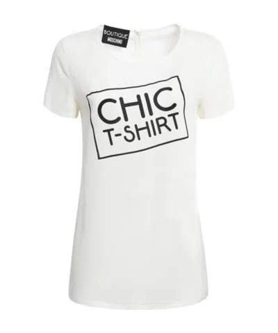 Moschino Logo Printed Pattern T-shirt In White