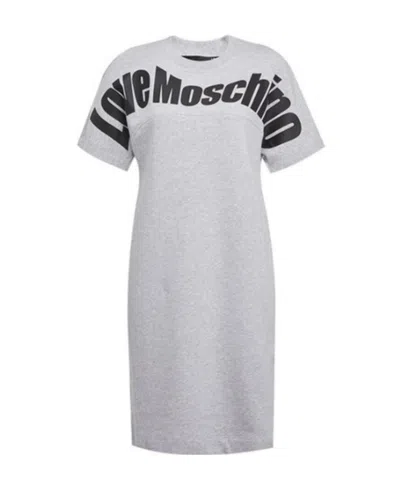 Moschino Logo Printed Round-neck T-shirt Dress In White