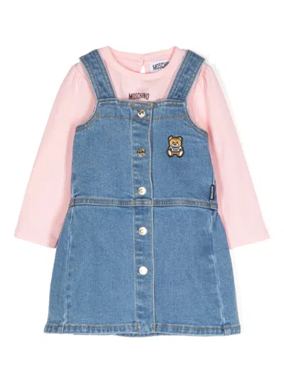 Moschino Babies' Logo-printed Set In Pink