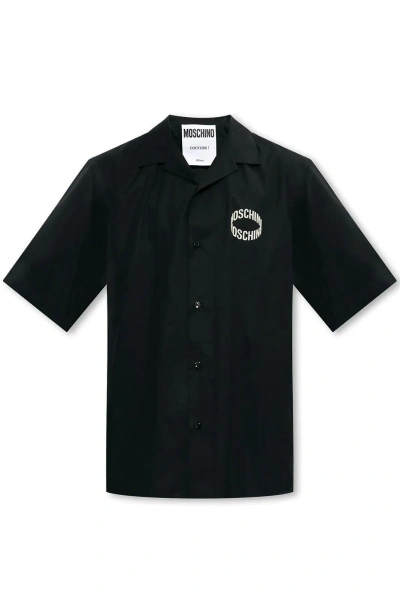 Moschino Logo-printed Short-sleeved Shirt In Nero