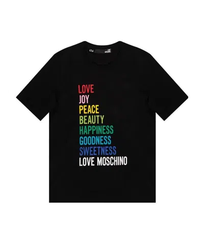 Moschino Logo Printed Short Sleeved T-shirt In Black