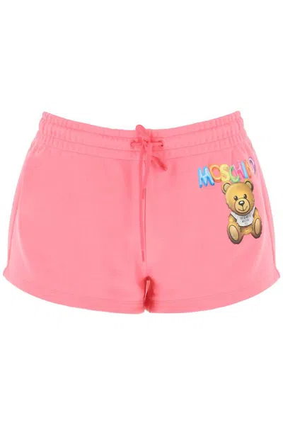 Moschino Logo Printed Shorts In Pink